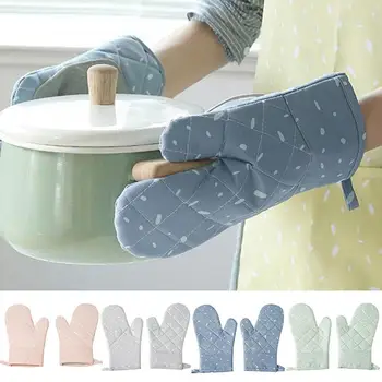 

2Pcs/Set Non-slip Canvas Microwave Oven Glove Kitchen Cooking Baking Heat Insulation Mitts Cover Hand Protection Glove