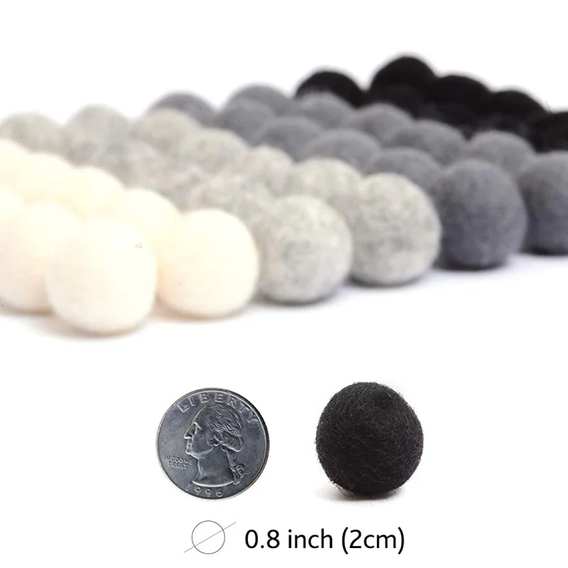 20pcs/lot 0.8cm/1.2cm/1.5cm/2cm Wool Felt Balls Round Wool Felt