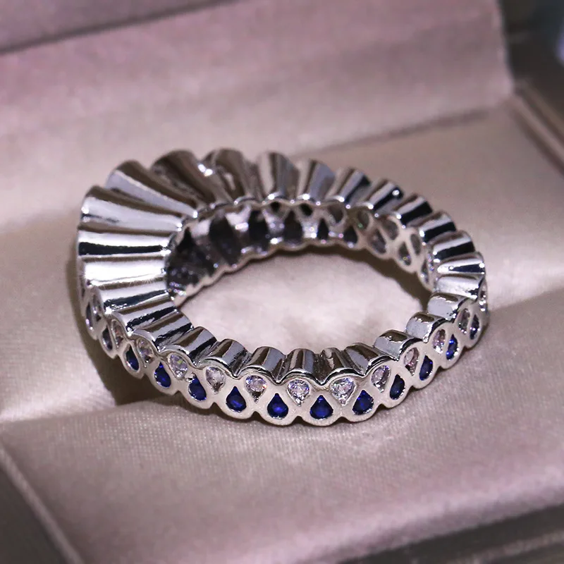 Специальное серебряное кольцо с синий цирконовый камень для женщин Свадебная Модная бижутерия для помолвки Новинка 925