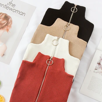 

Turtleneck Knitted Sweater Women Pullovers Woman Jumper Soft Warm Casual Zipper Long Sleeve Winter Tops Bottoming Shirt Knitwear