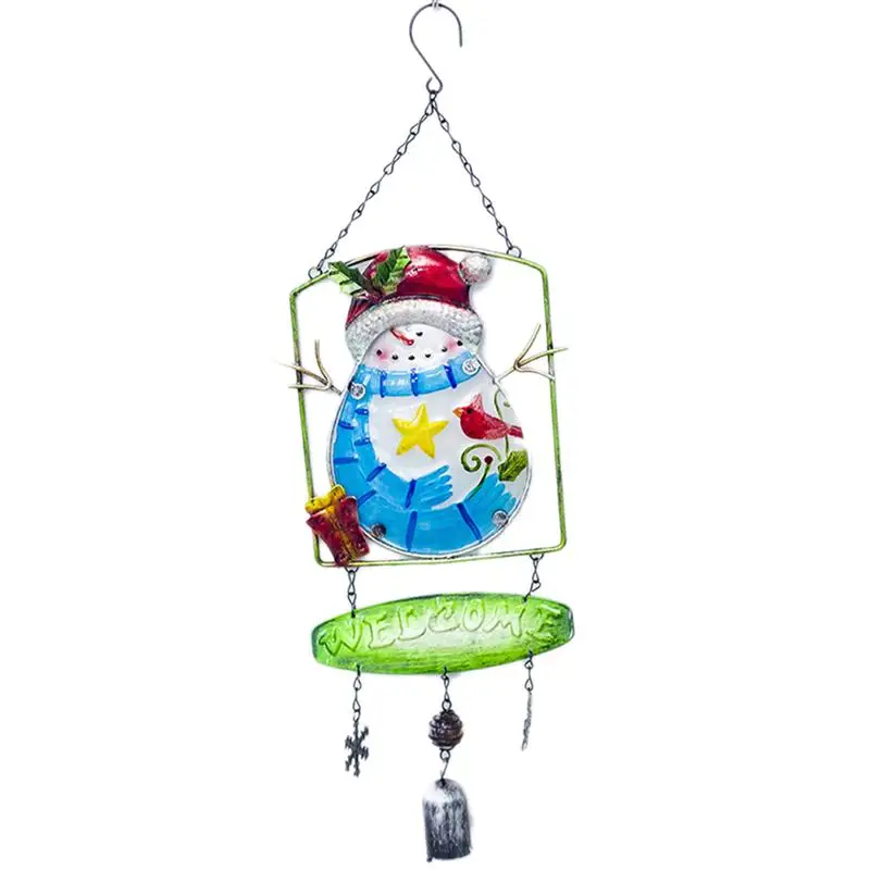 

1 pc Christmas Themed Wind Chime Iron Hanging Cute Color Printed Pendant Bell Decor for Home Cafe Restaurant Shop