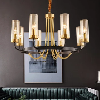 

Post-modern chandelier creative personality Hong Kong crystal lamp simple all-copper art lighting American living room light