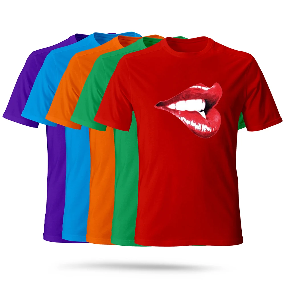 

Summer Round Neck T Shirt Red Lips And White Teeth Graphic Design New Women T-shirt GRL PWR Letter Print GorgeousT Shirt