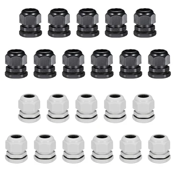 

uxcell 14Pcs PG21 Cable Gland Waterproof Plastic Joint Adjustable Locknut White,Black for 16mm-21mm Dia Cable PG21 22pcs
