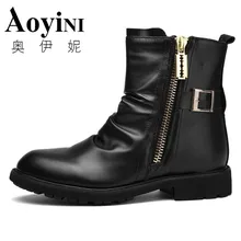 Г., Осенние Брендовые мужские Ботинки Ботильоны на низком каблуке, деловые вечерние ботинки Классические Мужские модельные ботинки из натуральной кожи, однотонные, черные