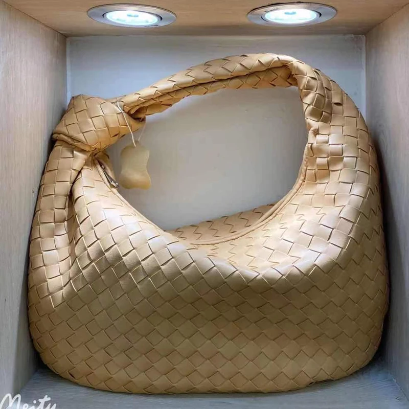 2022 Fashion Handmade Woven Bag Luxury Woven Leather Printed Shoulder Bag Lady Crossbody Hobo PU Knotted Handle Casual Handbag 