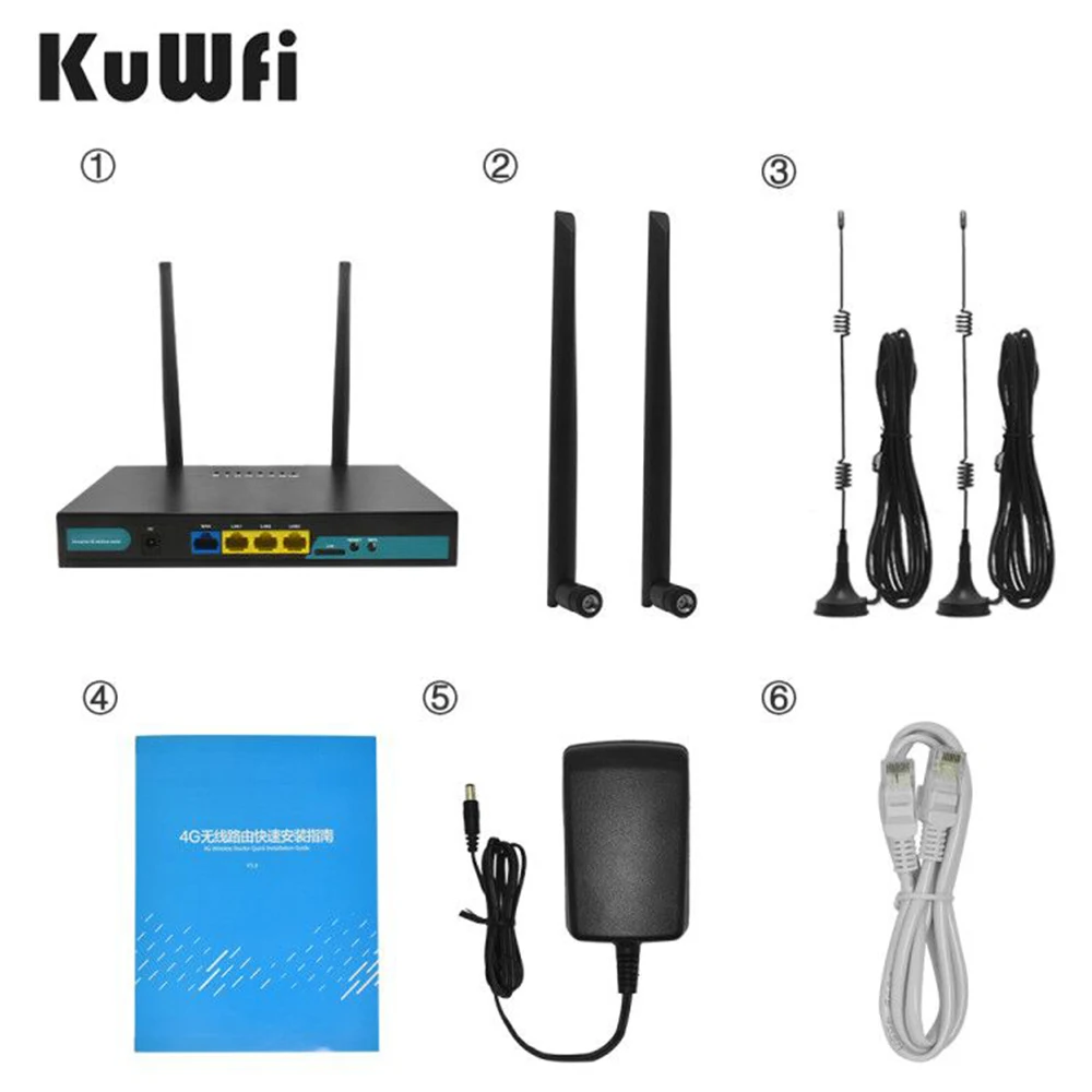 Kuwfi 4g Lte Roteador Wifi 3g4g Cartão Sim Roteador Cat4 150 Mbps Industrial Cpe 32 Usuários Wi-fi Rj45 Antenas Externas Pcs Roteadores sem fio - Imagem 6