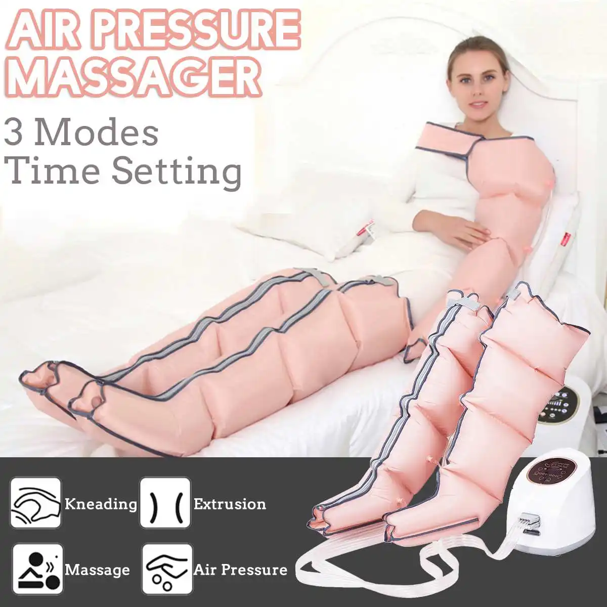 

Air Compression Leg Foot Massager 3Modes Time Setting Vibration Infrared Therapy Arm Waist Pneumatic Air Wraps Relax Pain Relief