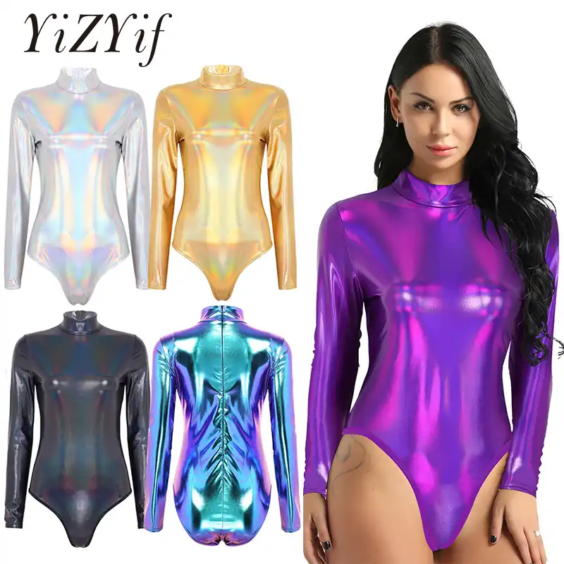 SAROOSY Sexy Bodysuit Women Latex PU Shiny Leather Bodysuit High