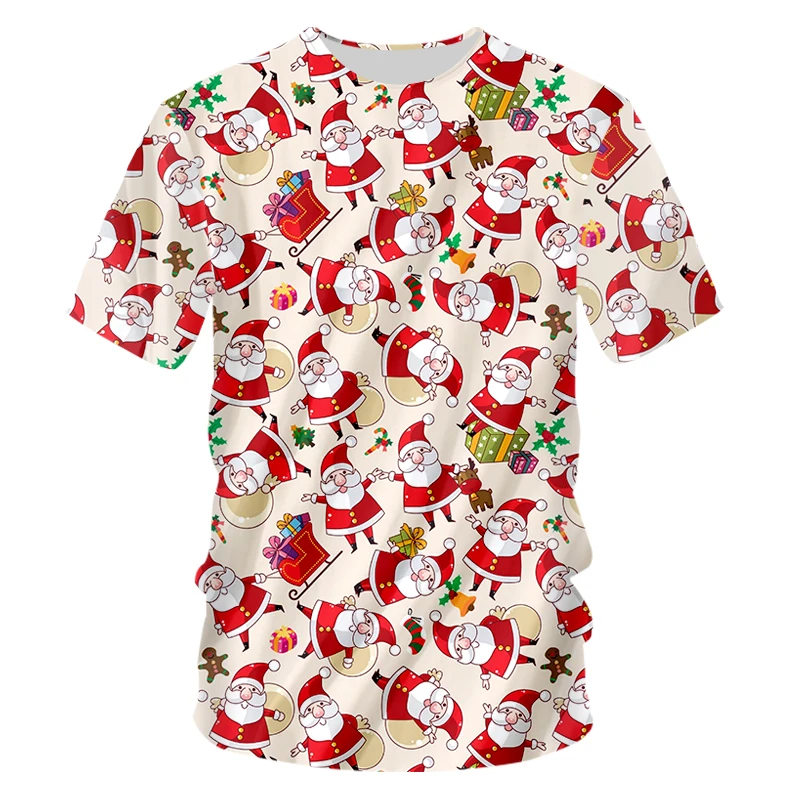 

IFPD EU Size Christmas T Shirt Men's New 3D Printed Santa Claus Best Selling T-Shirt Gingerbread Plus Size Xmas Party Shirts