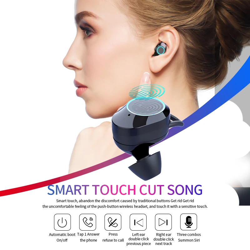 V5.0 Bluetooth Stereo Earphone Wireless IPX7 Waterproof Touch Earbuds Headset 3300mAh Battery LED Display Type-c Charge Case