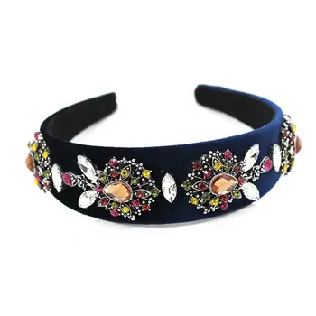 

Baroque Jewelry Headband Women Handmade Colorful Diamond Geometry Floral Bandana AXYD
