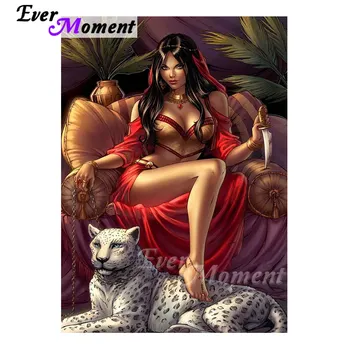 

Ever Moment Diamond Painting Full Square Drill Fantasy Leopard Beauty DIY Mosaic Making Handicrafts Decor Leisure At Home 4Y1185
