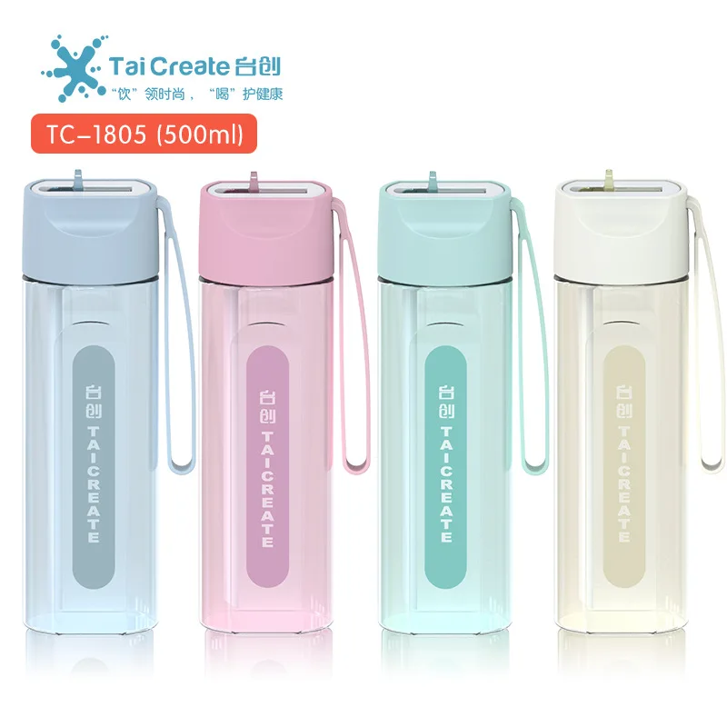 Students Sports Bottle Gift Cup Customizable Logo Students Adult Water Cups Portable Glass Plastic Sippy Cup