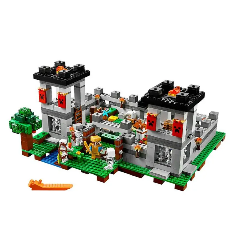 

The Fortress Building Blocks With Armor Steve Action Figures Compatible My World MinecraftINGlys Sets Toys For Children 21127