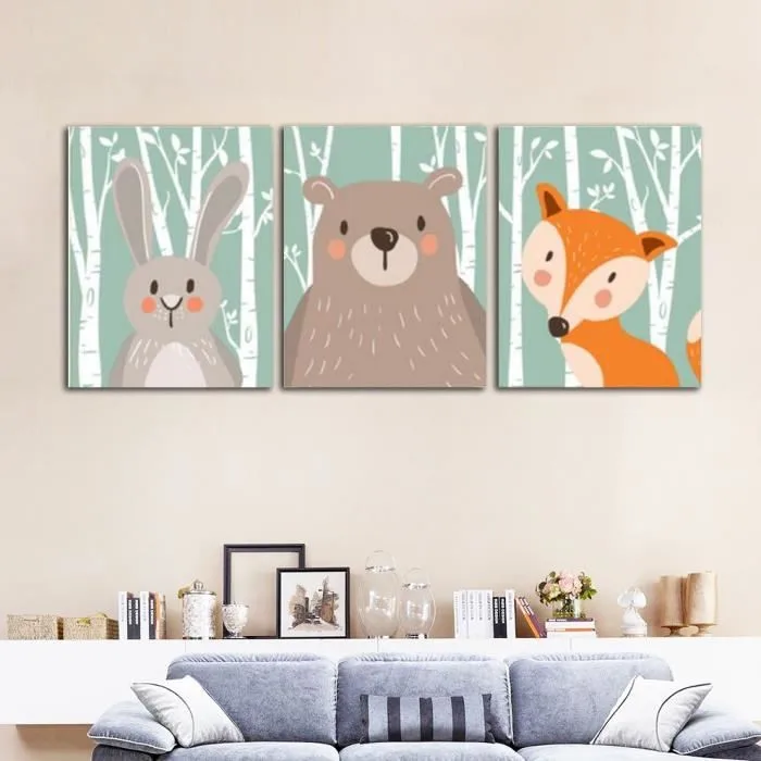 

Manufacturers Triple Cartoon Fox Bear Rabbit Computer Airbrush Painting AliExpress Amazon Wish Decorative Painting