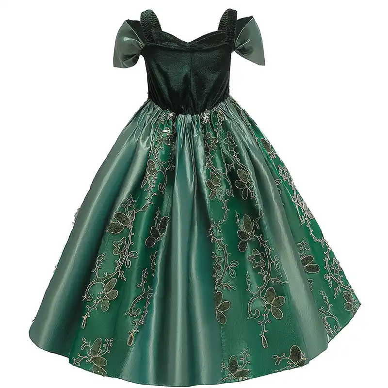 dark green princess dress