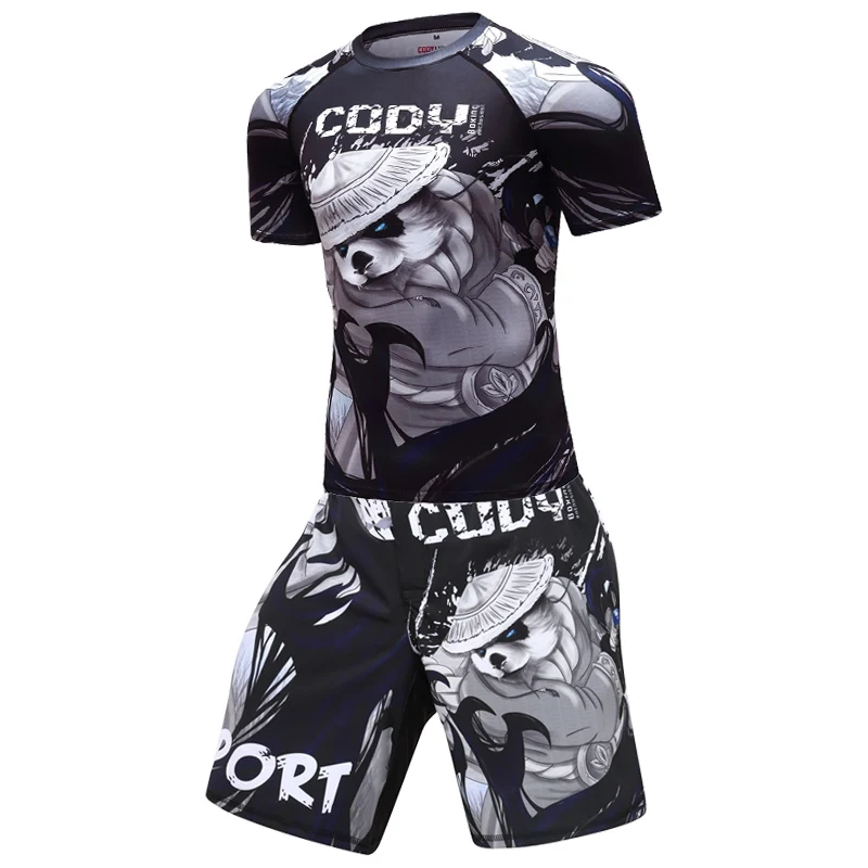 ММА BJJ Рашгард джиу джитсу Футболки Мужские боксерские майки набор кикбоксинг, муай-тай шорты с длинным рукавом Брюки 3D принт спортивный костюм - Цвет: DD-07