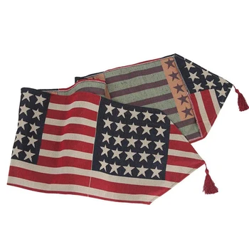 

13X70 Inch European Style Table Runner, American Flag Table Flag Patriotic Decorations USA Table Runner