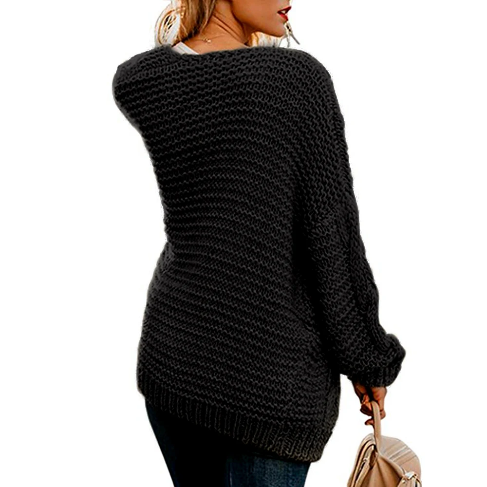 Women's Twist Cardigan Solid Color Thick Needle Loose Large Size Sweater Winter Tops Women Knitted Sweater Loose Top