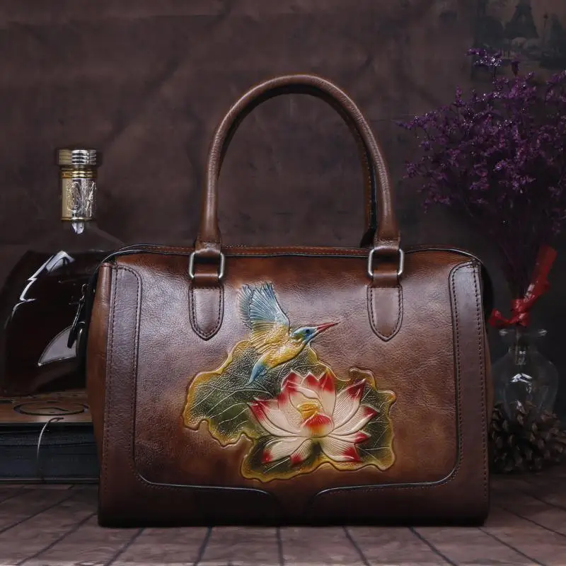 

Johnature Luxury Handbags Women Bags Retro 2020 New Genuine Leather Handmade Embossing Large Capacity Shoulder&crossbody Bags