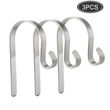 

3Pcs Christmas Stocking Holder Mantle Hooks Fireplace Home Xmas Zinc Alloy