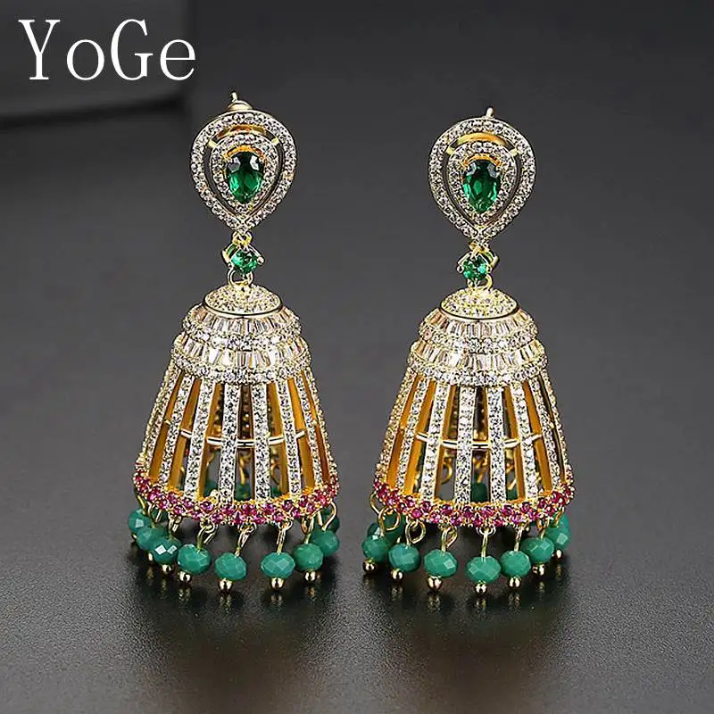 YoGe Wedding/Party/dinner Jewelry for Women's Accessaries LUXURY AAA CZ Retro court Wind Chime Drop Earrings ED167 | Украшения и