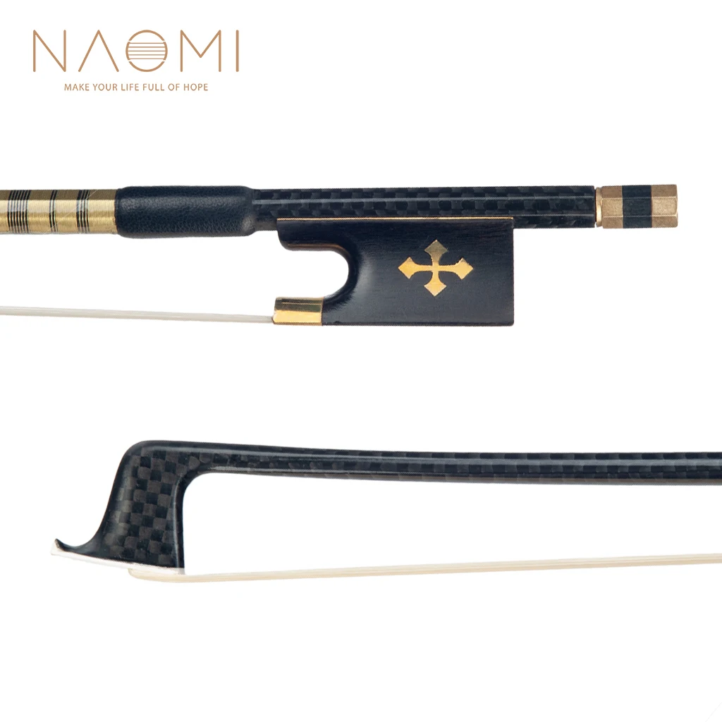 

Naomi Carbon Fiber Violin Bow Grid Pattern Bow With Copper Wire Cross Shape Frog Good Balance For 4/4 Violin Bow Gold Color