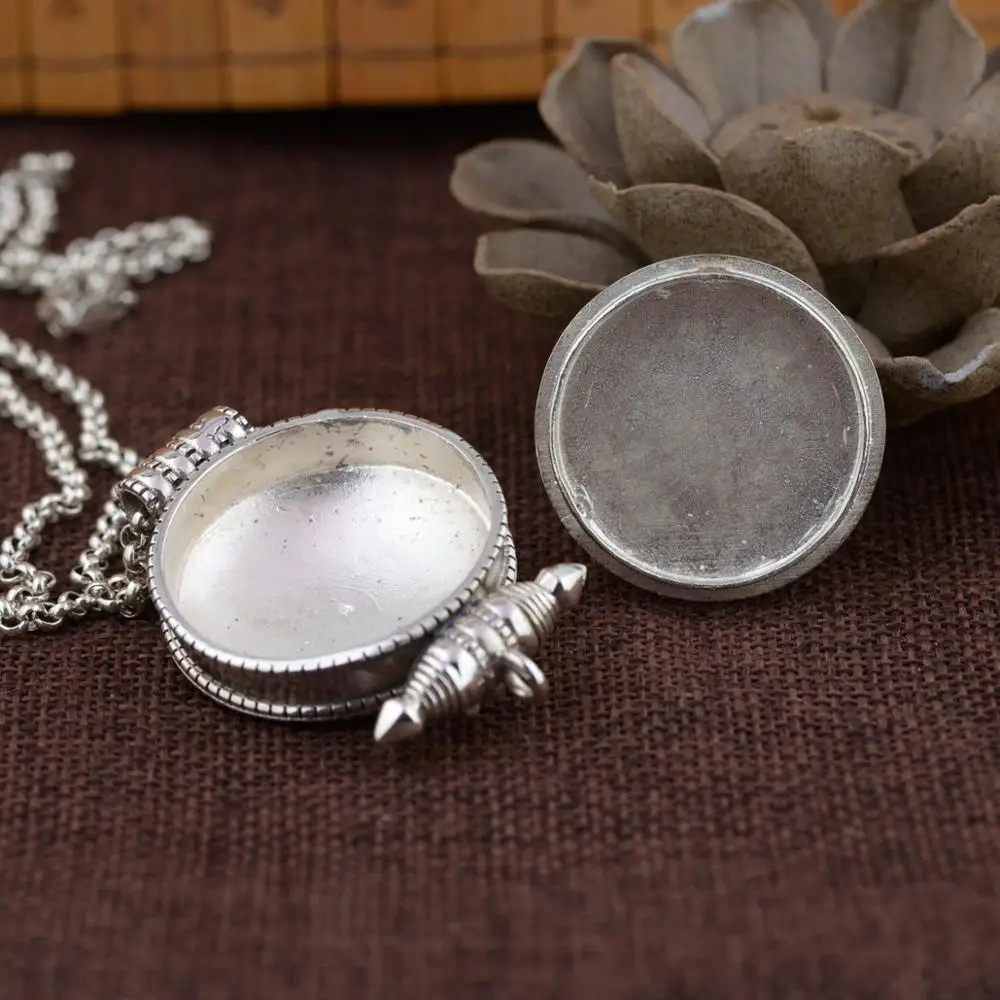 Gawu box Silver pendant for man s925 pure silver antique style Buddhist Shurangama mantra can open the evil spirits man pendant