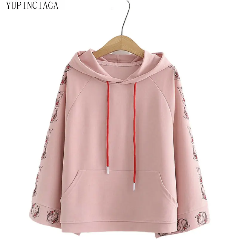

Women Hoodies Sweet Pullover Fish Print Sweatshirt Pink White Hoodie Girls Long Sleeve Harajuku Femme Cotton Hoodies YUPINCIAGA