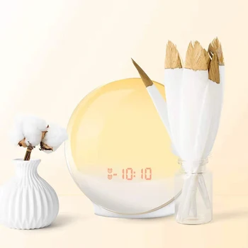 

Newly LED Light Alarm Clock Sunrise Simulation Sleep Aid with FM Radio Snooze Clock for Bedroom