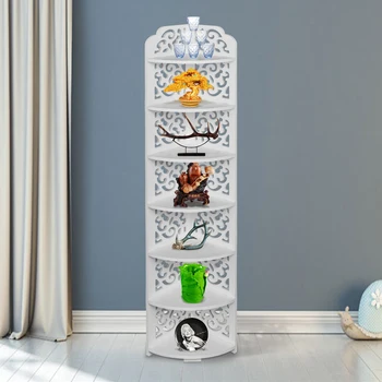 

7-Tier Shelf Storage Shelves Quarter-Circle Wood-Plastic Composite Corner Organizer Display Rack LXY9