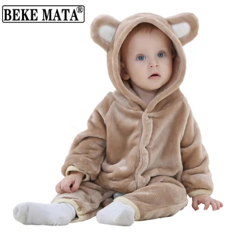 

Newborn Baby Girl Clothes Autumn 2020 Flannel Cartoon Bear Baby Boy Rompers Long Sleeve Costume Infant Overall Baby Jumpsuits