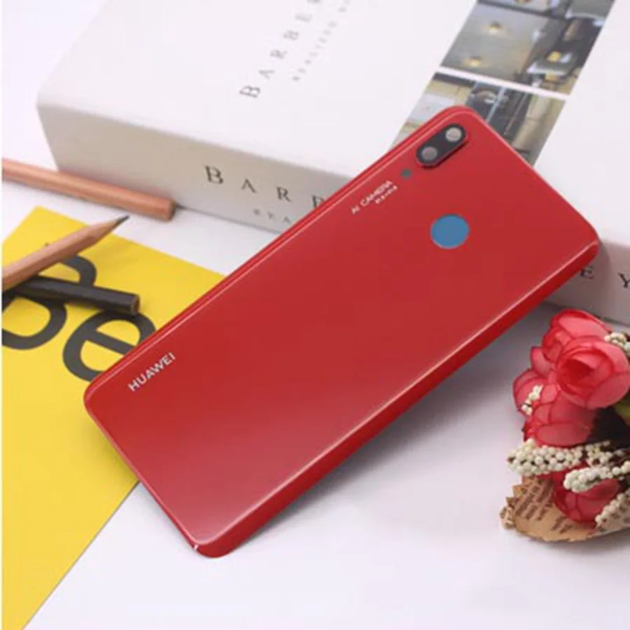 Крышка батарейного отсека для huawei Nova 3 Задняя стеклянная панель Задняя Дверь Корпус чехол для huawei Nova3 Nova 3 батарея стеклянная крышка Замена - Цвет: Red-With Lens