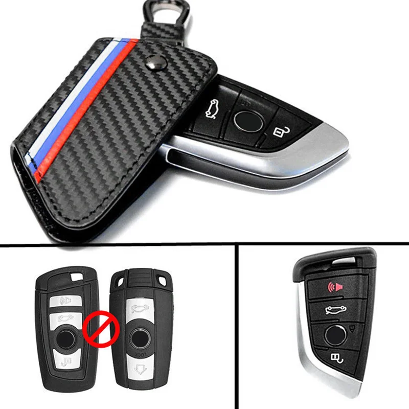 

Parts Key Fiber Cover Leather Car Remote FOB Case For BMW X1 X5 X6 5 7 Series Rreplacement
