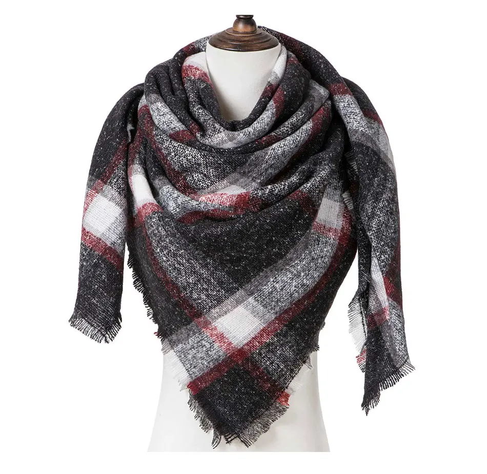 Evrfelan классический стиль зимний шарф для женщин зима осень шали треугольной формы женский шарф и шаль клетчатый узор шеи одежда