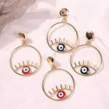 AOMU модные новые черные красные глаза геометрические круглые большой круг полые Висячие серьги-капли для женщин Металлические бохо серьги набор ювелирных изделий