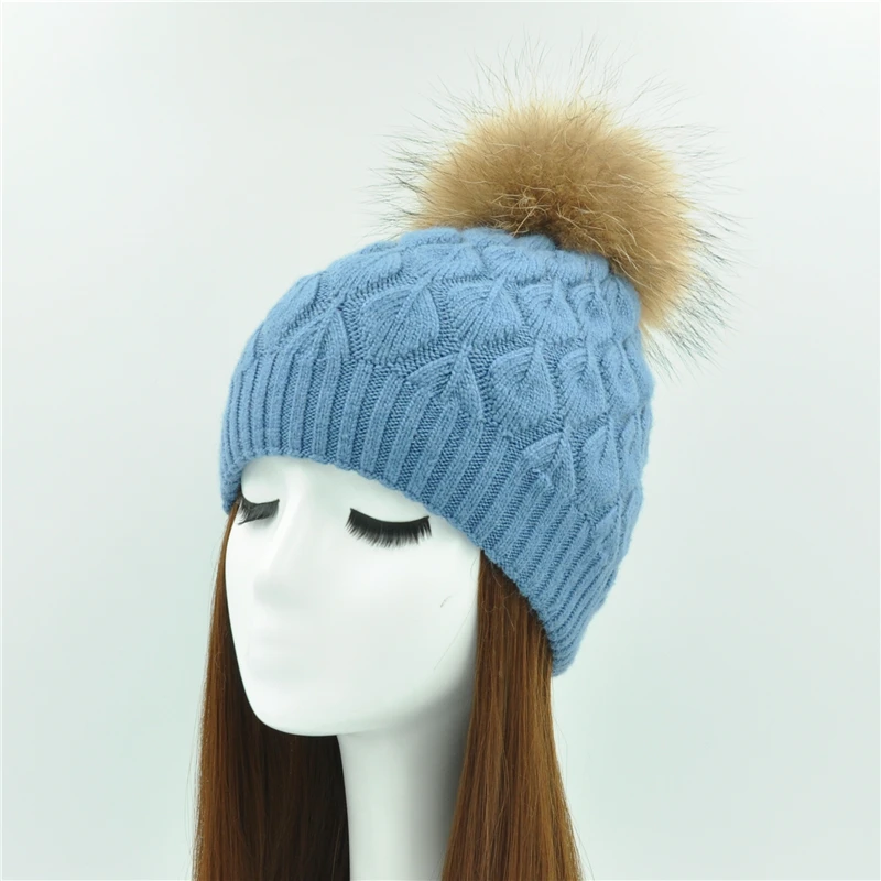 Women Winter Hat Angora Knitted Wool Beanie Female New Fashion Casual Outdoor Thick Ladies Warm Fur Ball Hats