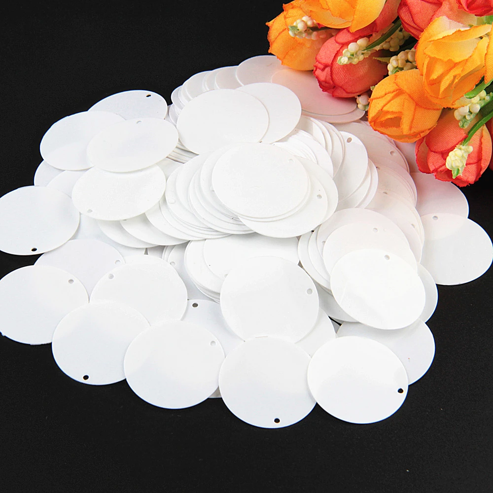 Sequin 3-30mm White Series Color Round Cup Large Sequins Flat Round Pvc Sequin Paillettes Sewing Wedding Decoration Craft 10g