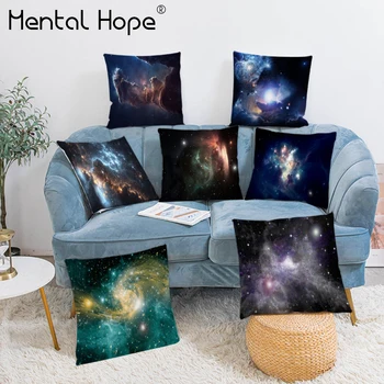 

Universe Space Pattern Decorative Cushion Cover Nebula Printed Plush Throw Pillow Cover Home Decor Square Pillowcase for Sofa