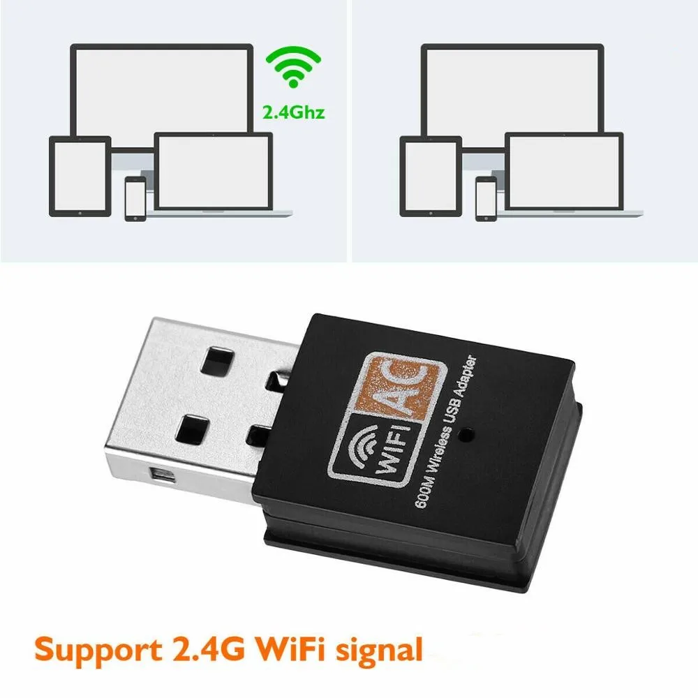 Мини USB WiFi адаптер USB Ethernet WiFi ключ 600 Мбит/с 2,4 ГГц Lan WiFi адаптер PC Antena Wi Fi приемник AC беспроводная сетевая карта