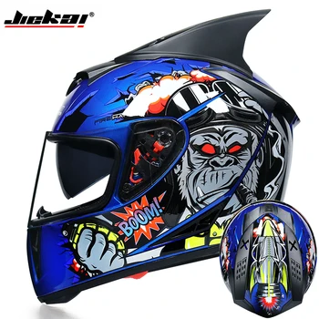 

Motorcycle full face helmet double lens men's built-in sunshade full coverage locomotive capacete racing helmet ABS