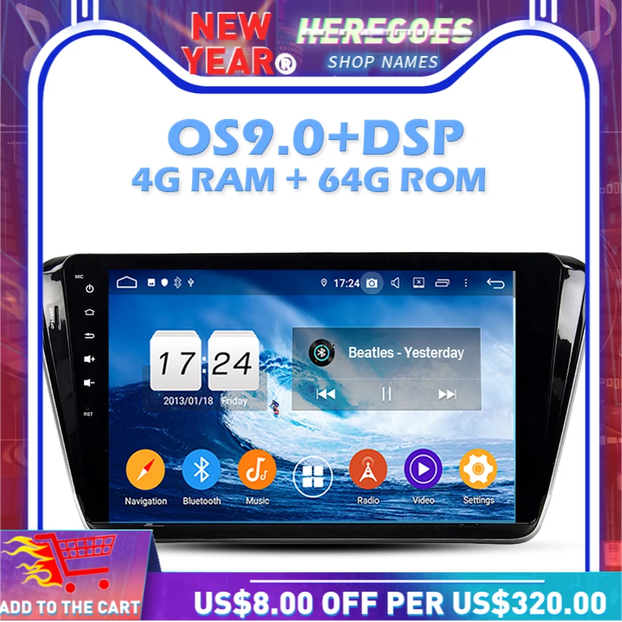 Android 10 0 + 4 Гб 64 ГБ Восьмиядерный автомобильный аудио DVD GPS радио RAM Bluetooth 2 WIFI 4G ROM для