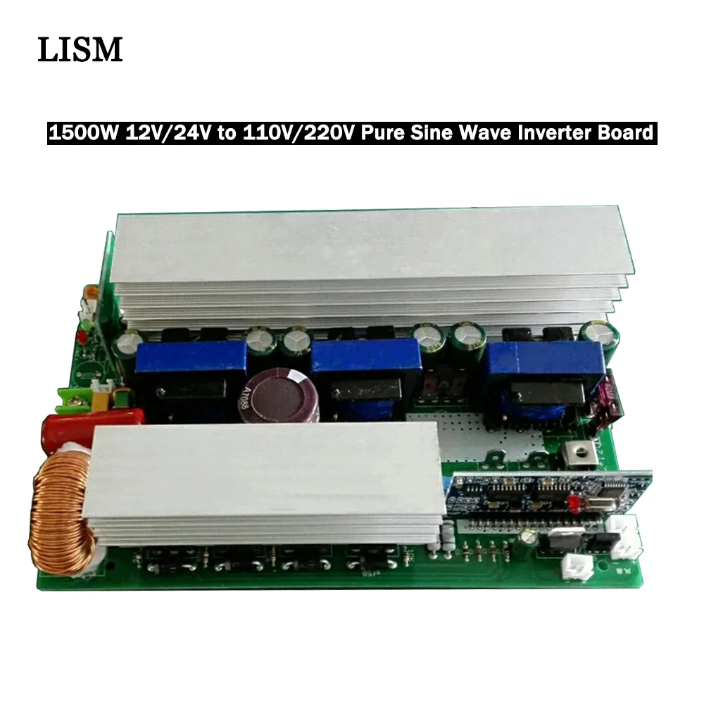LISM 1500W 12V Pure Sine Wave Inverter Board 110V / 220V Transformer Power Boost Module Cooling Fan Switch Voltage Converter