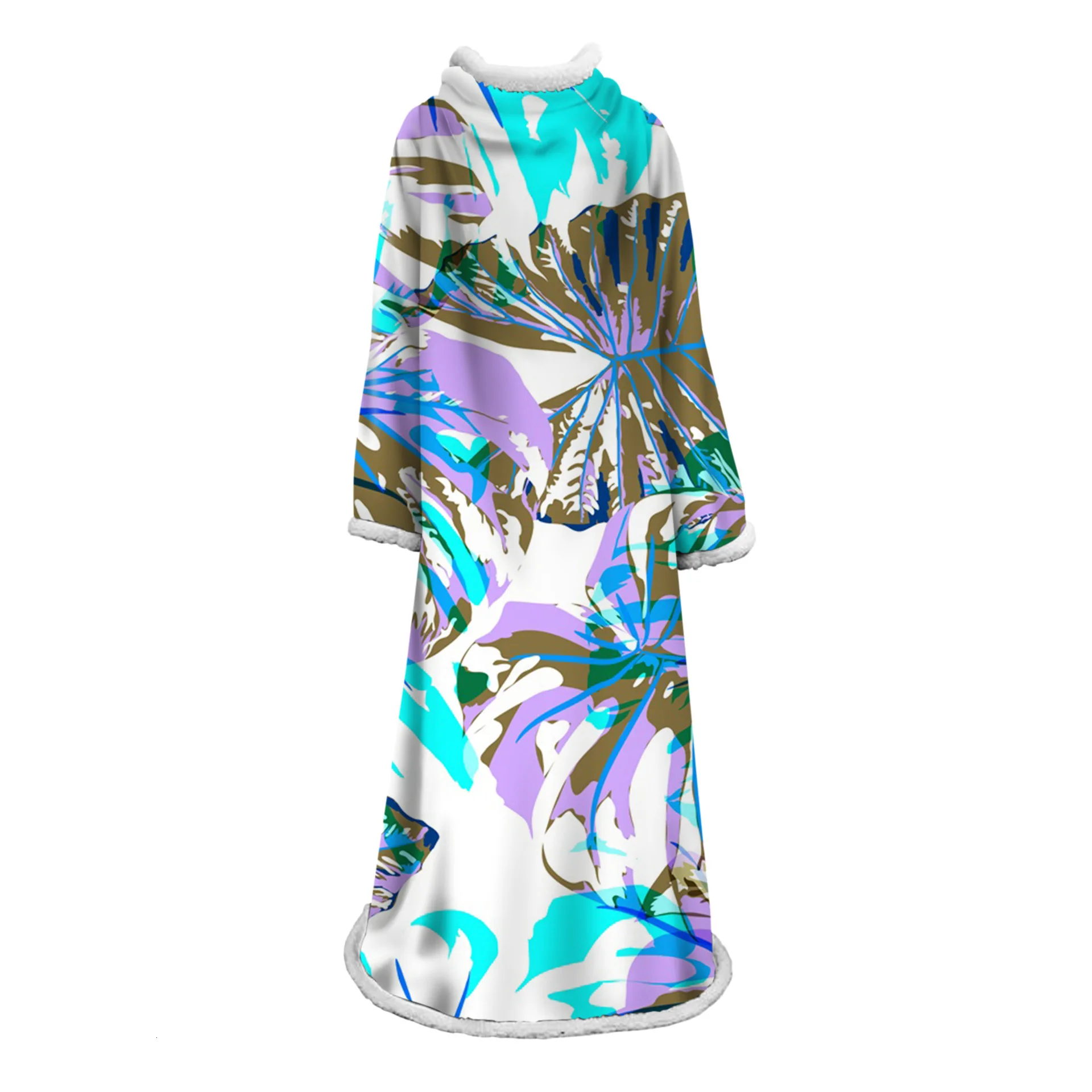 Одеяло в форме листка с рукавами 3D напечатано для взрослых микрофибра шерпа флисовый диван одеяло Открытый плюш Коралл Прямая - Цвет: color8