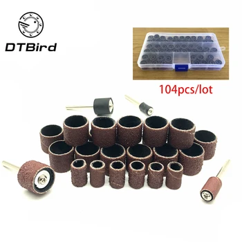

104pcs/lot Grinder Drum Sanding Sandpaper Circle Kit Polishing Nails For Dremel Rubber Drum Mandrel Polishing Sandpaper