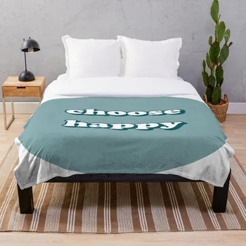 

Printed Throw Blanket Sherpa Fleece Soft Blanket Flannel Rug Home Decoration For Bed Drop Shipping Choose Happy