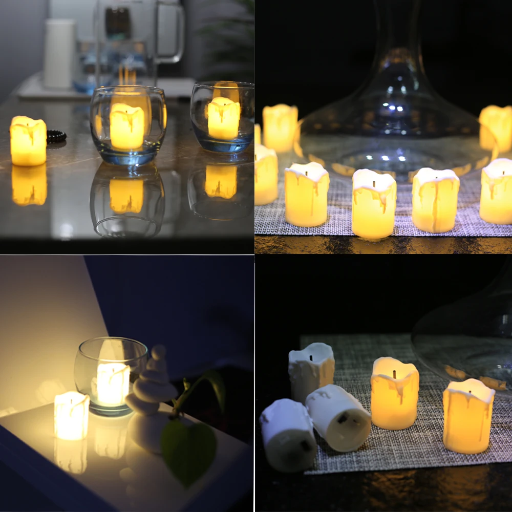 Realistic and Bright Flickering Battery Operated Flameless LED Tea Light, Pack of 12, Electric Fake Candle in Warm White Realistic and Bright Flickering Battery Operated Flameless LED Tea Light, Pack of 12, Electric Fake Candle in Warm White