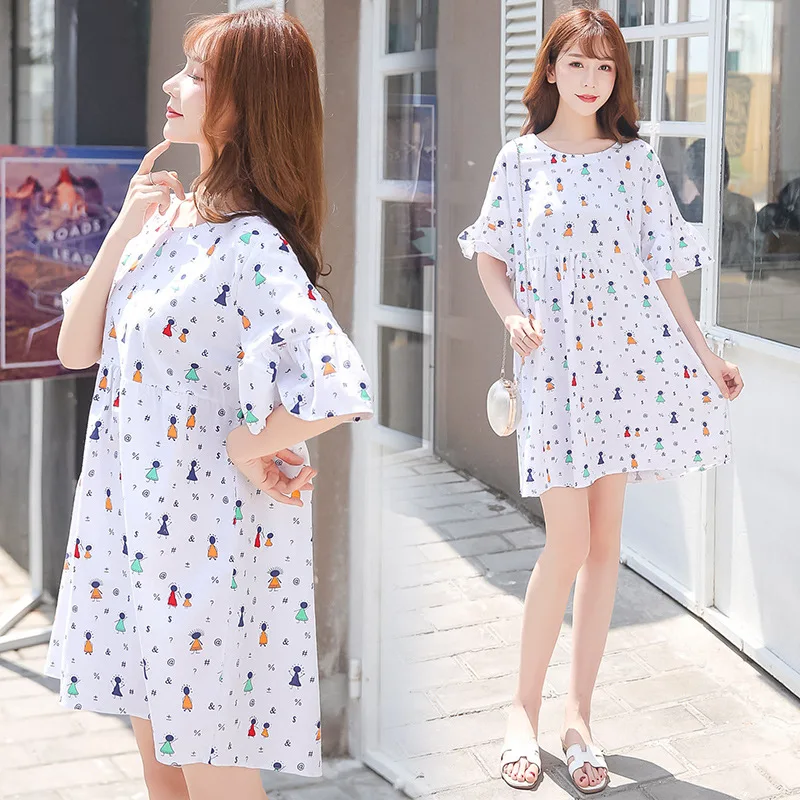 

Pregnant Women Nursing Clothes Korean-style Loose And Plus-sized Comfortable Maternity Dress Dress Fashion Mom Outer Wear Mid-le