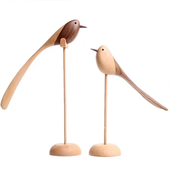 

Danish wood ornaments jewelry carving wooden play Home Furnishing Nordic style puppet Home Furnishing features wood bird WF1021